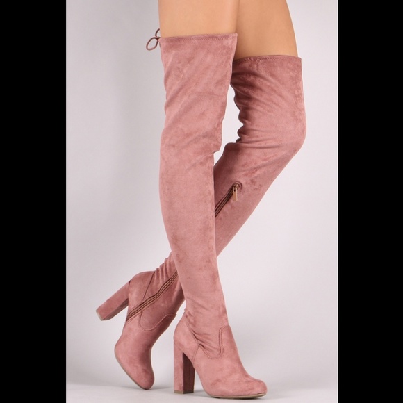 Charlotte Russe Shoes - Pink Suede Knee Boots
